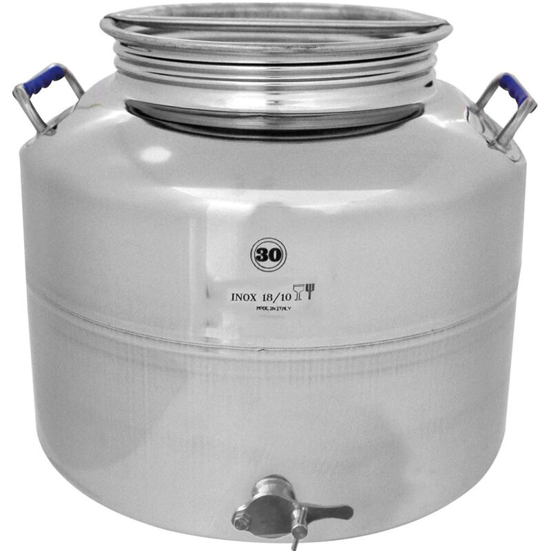 foto del prodotto cosedacasa contenitore con rubinetto per miele 30 litri in acciaio inox 18 10 fusto tanica saldato per alimenti apicoltoricertificazione uni en iso