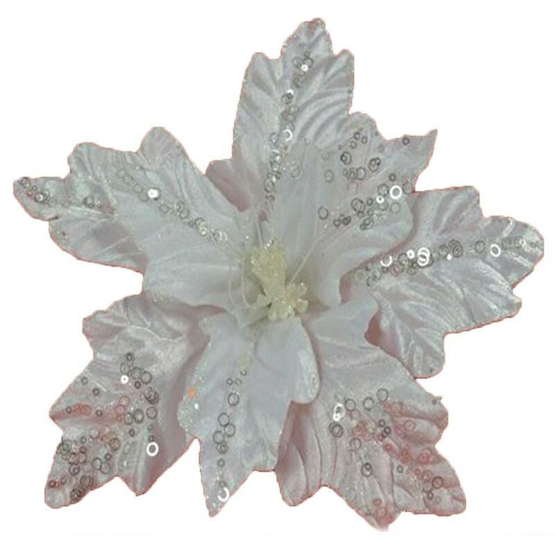 foto del prodotto cosedacasa - decorazioni natalizie addobbi per albero di natale fiore stella bianco rosso ghirlande casa negozi vetrine cm 55 grande