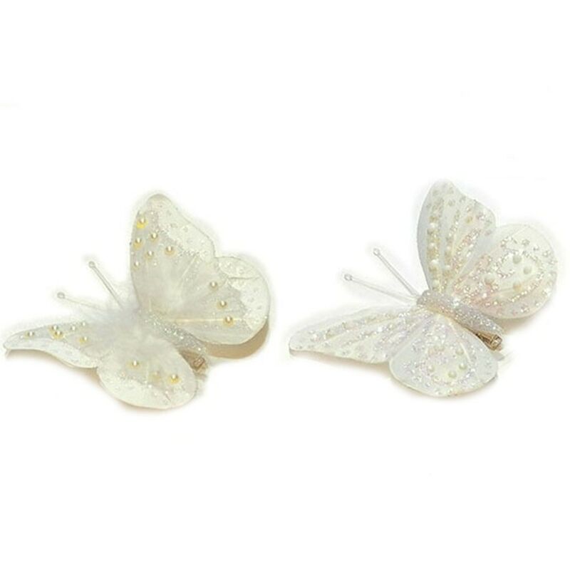 foto del prodotto cosedacasa farfalla bianca rosa addobbi decorazioni per albero di natale 6pz palline sfere ornamenti casa negozi vetrine particolari 18 cm