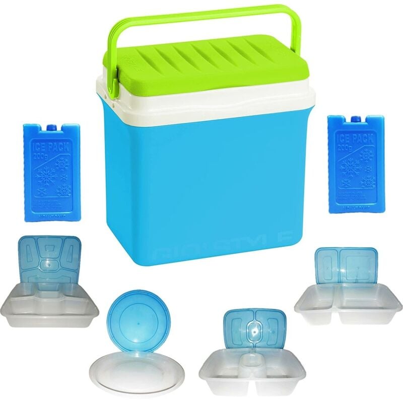 foto del prodotto cosedacasa frigo portatile rigido borsa termica frigorifero porta vivande bibite gio style lt 30 2ghiaccio 4contenitori a scomparti