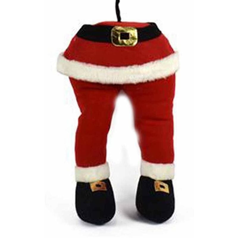 foto del prodotto cosedacasa - gambe di babbo natale rosso decorazioni per albero di natale addobbi puntale o da infilare nell'albero in tessuto cm 40