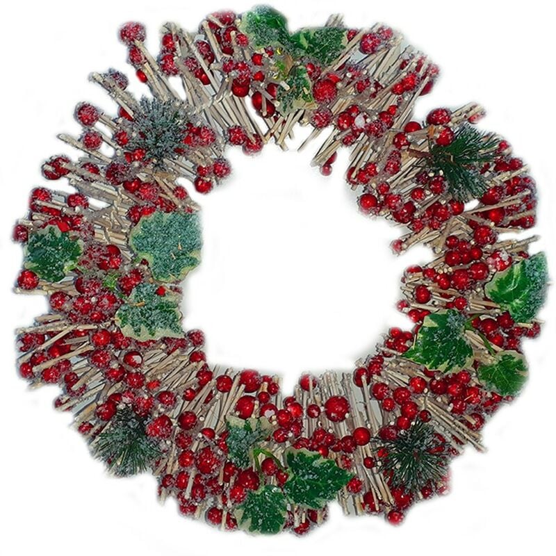 foto del prodotto cosedacasa ghirlanda bacche rosse festone corona fuori porta di natale addobbi decorazioni natalizie casa negozi idea regalo cm 35