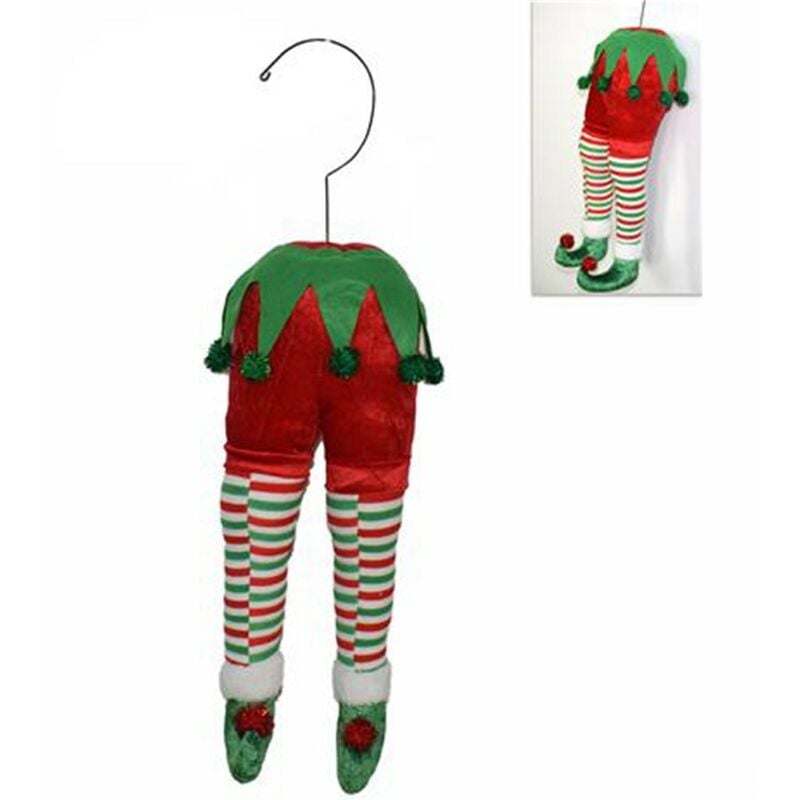 foto del prodotto cosedacasa giullare di corte elfo gnomo rosso gambe decorazioni per albero di natale in tessuto ornamentale molto realistico 48 cm