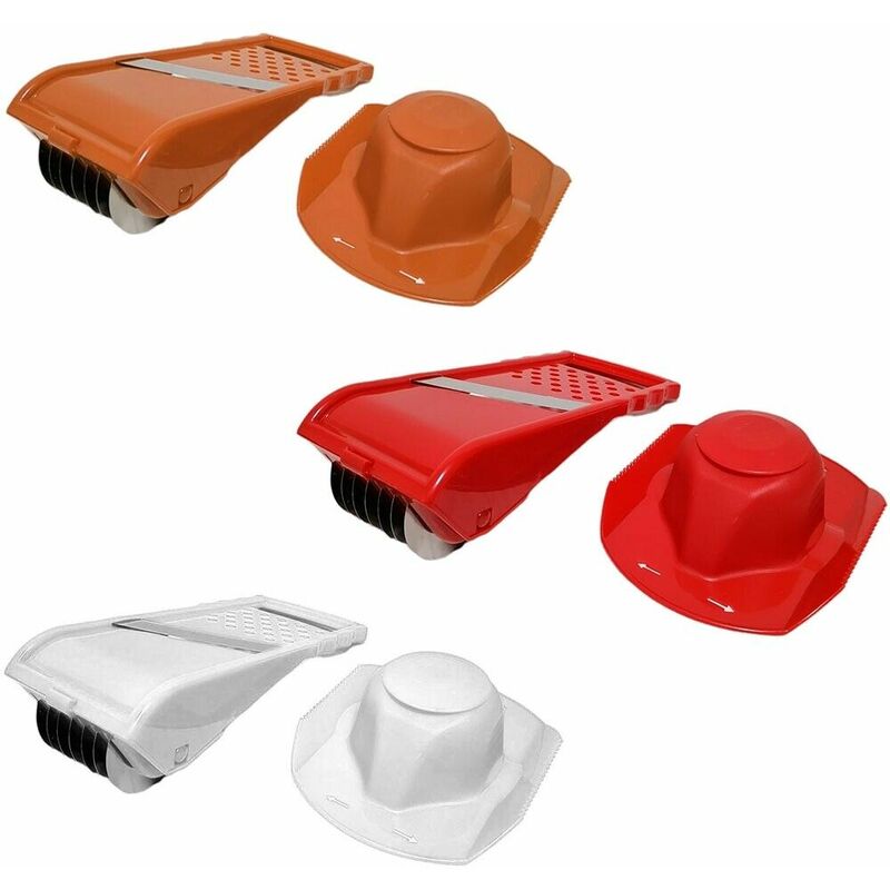 foto del prodotto cosedacasa mandolina mini tritatutto manuale con lame acciaio sminuzzatore per frutta affetta verdura da casa cucina bianco rosso arancione