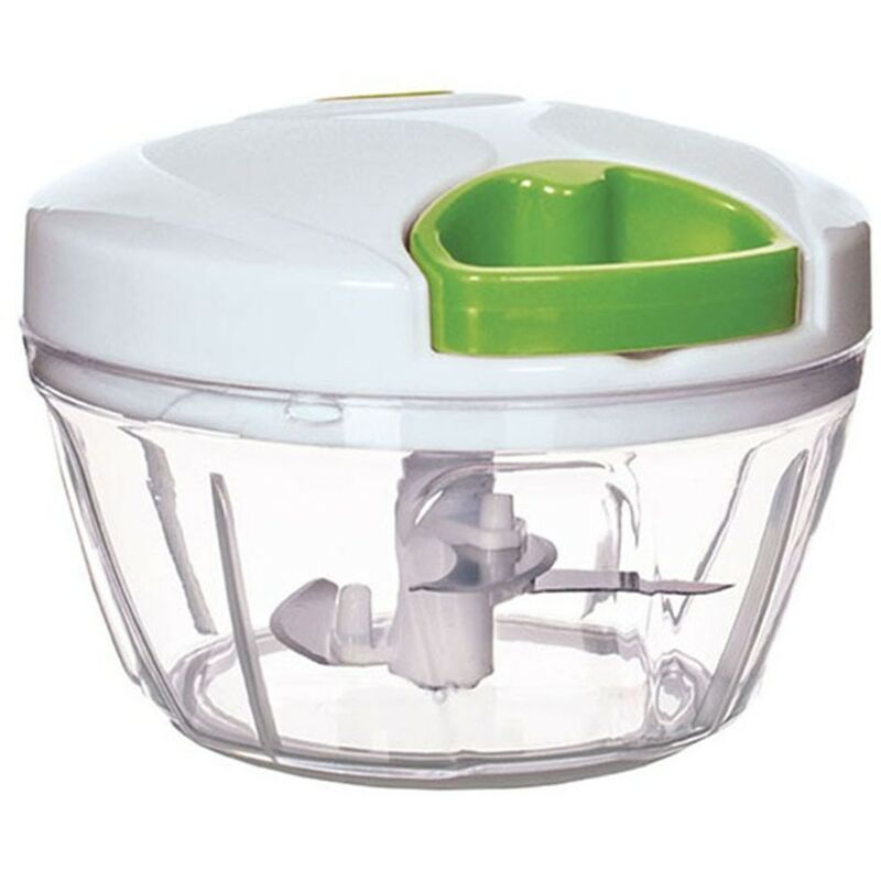 foto del prodotto cosedacasa mini tritatutto trita prezzemolo spezie cipolla aglio erbe 3 lame cucina contenitore trasparente per vedere contenuto tritato