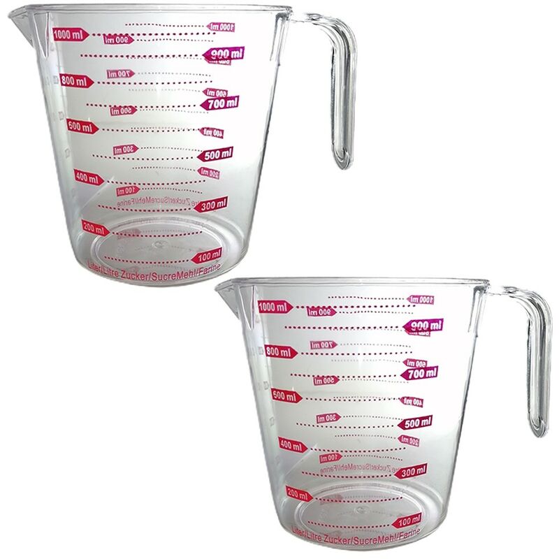 foto del prodotto cosedacasa misurino dosatore graduato fino 1000 ml caraffa contenitore per alimenti liquidi set 2 preparazione dolci impasti in casa cucina