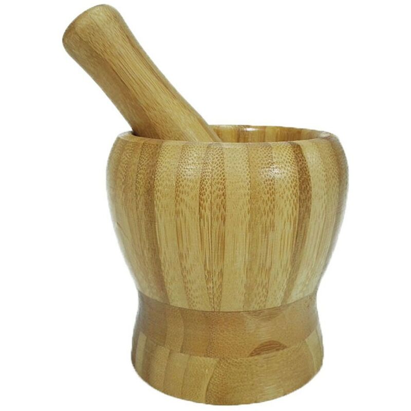 foto del prodotto cosedacasa mortaio con pestello macina trita pesta manuale spezie erbe pesto per cucina in legno