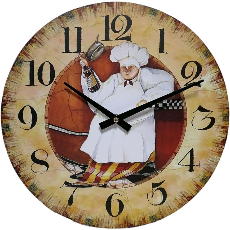 foto del prodotto cosedacasa orologio da parete chef cuoco ristorante pizzeria pub per cucina a muro d34 particolare moderno