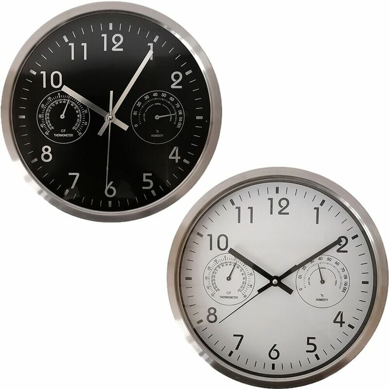 foto del prodotto cosedacasa orologio da parete muro con calcolo temperatura e umidit nero bianco da cucina ufficio salone new d 25 moderno colorigenerali nero