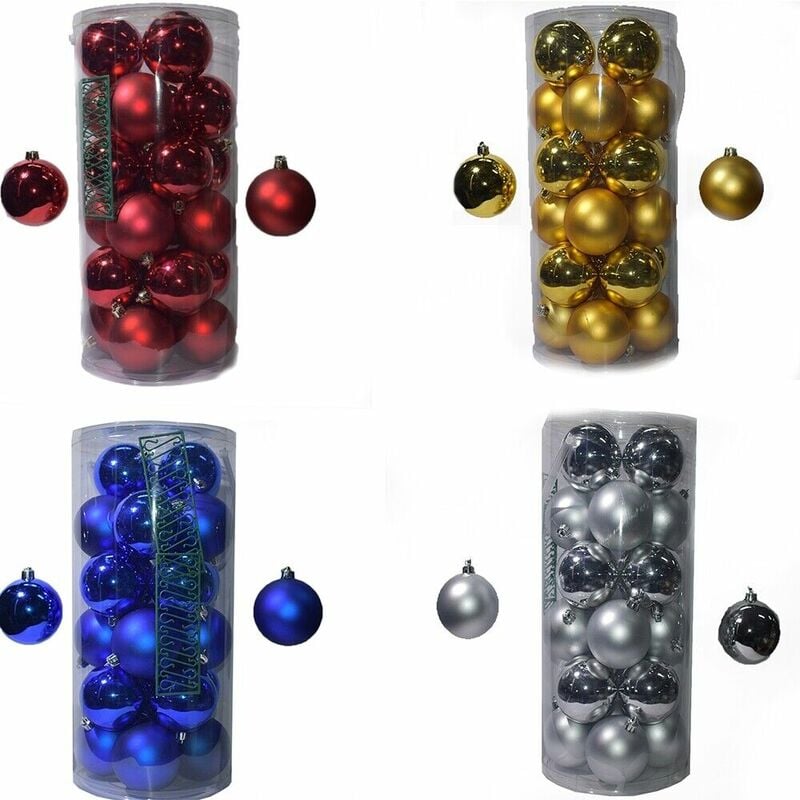 foto del prodotto cosedacasa palline decorazioni natalizie addobbi per albero di natale rosso oro blu argento 25 sfere cm 8 satinate lucide ghirlande casa