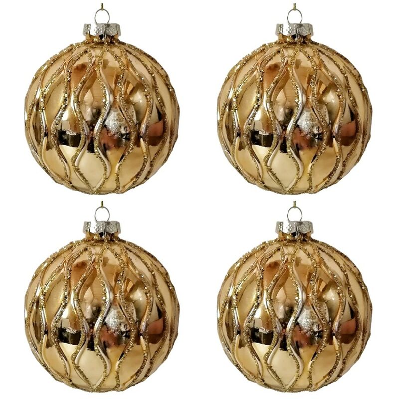 foto del prodotto cosedacasa palline in vetro soffiato oro decorazioni per albero di natale addobbi sfera cm10 natalizia set da 4