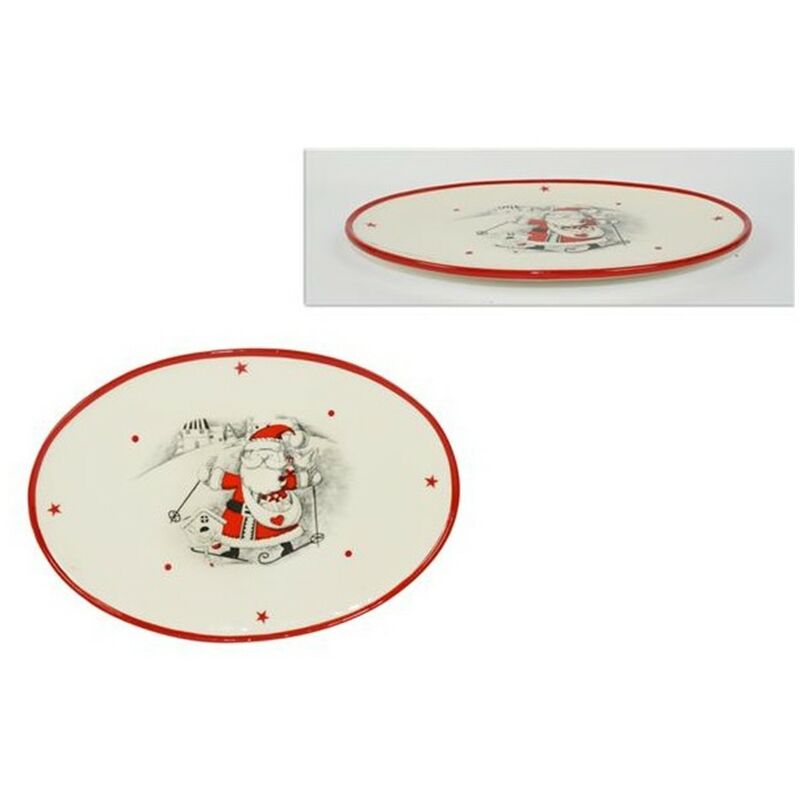foto del prodotto cosedacasa - piatto babbo natale in ceramica per decorazioni tavolo da addobbi natalizi 18cm