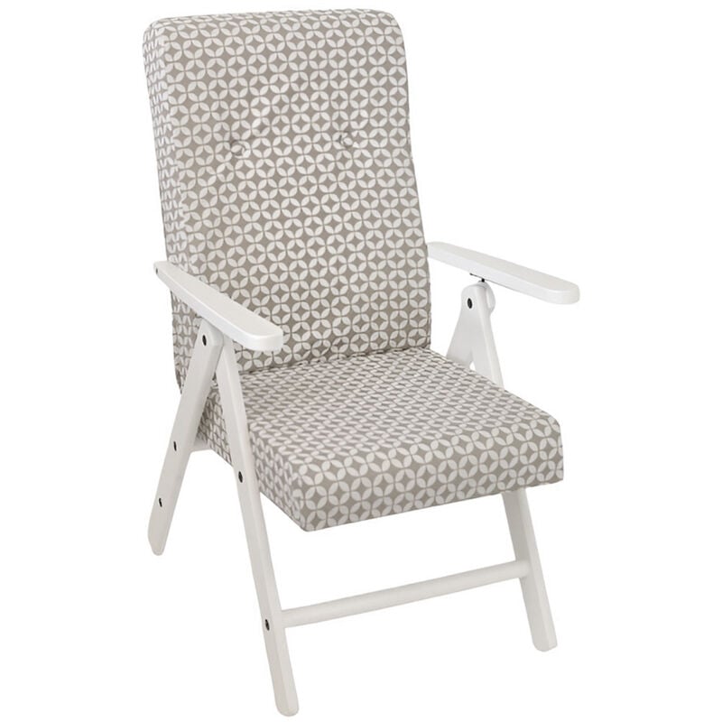 foto del prodotto cosedacasa poltrona relax reclinabile bianca sedia sdraio imbottita da casa in legno schienale ergonomica robusta 4 posizioni made in italy tessuto