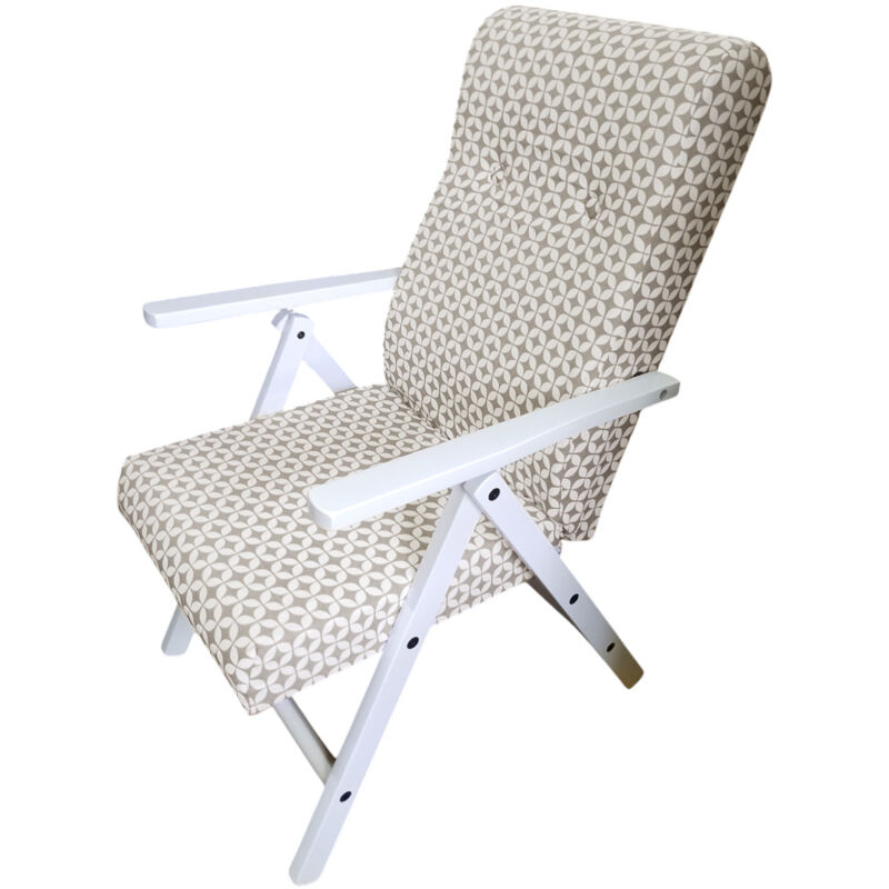 foto del prodotto cosedacasa poltrona relax reclinabile bianca sedia sdraio imbottita shabby beige da casa in legno schienale ergonomica robusta 4 posizioni made in