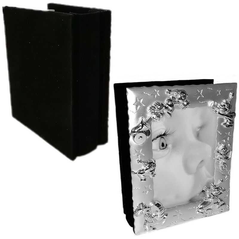 foto del prodotto cosedacasa porta foto neonato album per bambini bimbi da 80 per ritratti 10x15 argento nero moderno vintage bellissimo e particolare