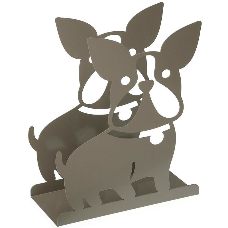 foto del prodotto cosedacasa porta riviste tortora con decoro cane per arredo negozio ufficio ingresso casa in metallo moderno e particolare
