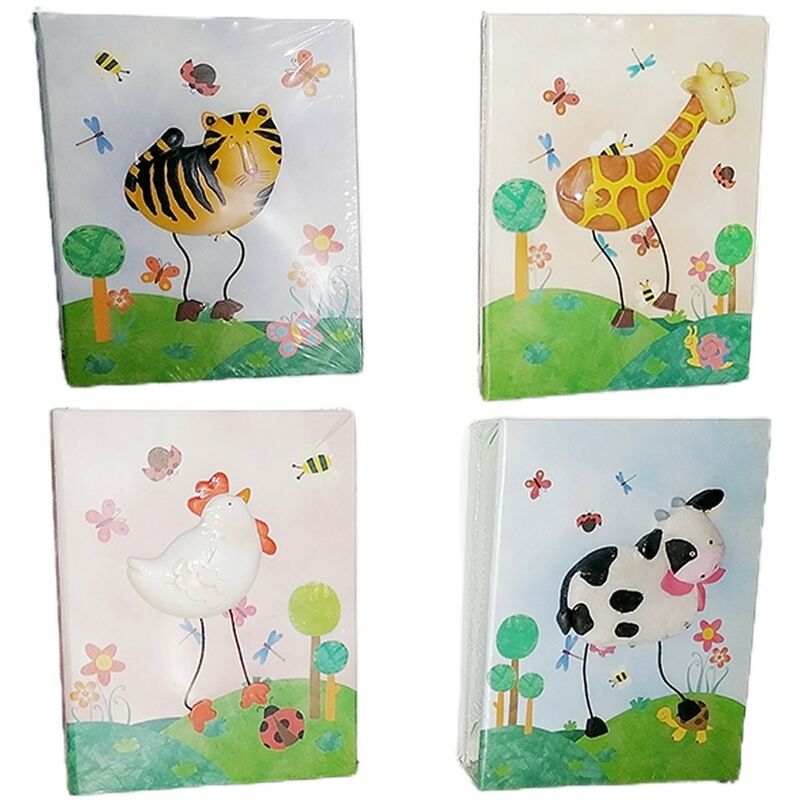 foto del prodotto cosedacasa portafoto album bimbi bambini con decoro animali per ricordo da 100 tratti 10x15 bellissimo con pulcino giraffa mucca tigre
