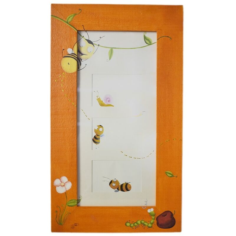foto del prodotto cosedacasa portafoto quadro da muro parete cornice arancio per 3 collage 10x15 camera bimbi bambini bellissimo e particolare