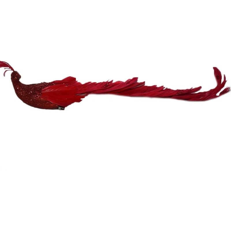 foto del prodotto cosedacasa puntale pavone rosso per albero di natale decorazione addobbi natalizie da casa allestimento ornamento vetrine idea regalo 45 cm