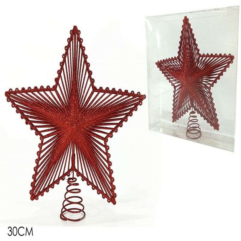 foto del prodotto cosedacasa puntale stella rosso cm 30 per albero di natale da decorazioni natalizi addobbi