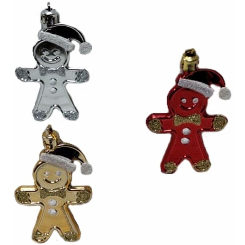 foto del prodotto cosedacasa - pupazzo di neve addobbi decorazioni natalizi palline per albero natale rosso oro argento in plastica con glitter set da 12 - decoro 12