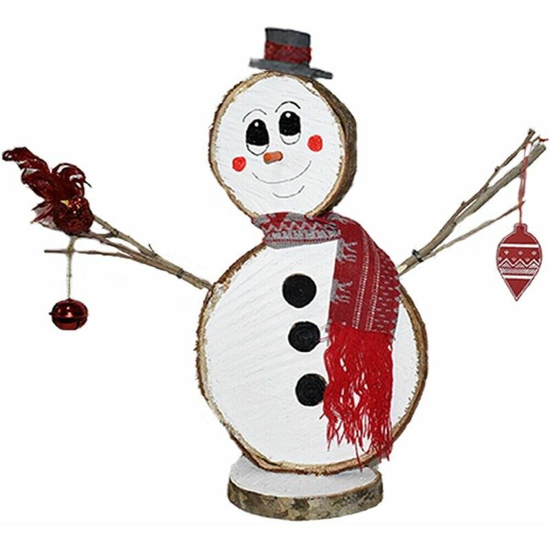 foto del prodotto cosedacasa - pupazzo di neve legno addobbi di natale decorazioni per albero casa natalizie prodotto artigianale tronco naturale idea regalo - decoro: espressione olaf