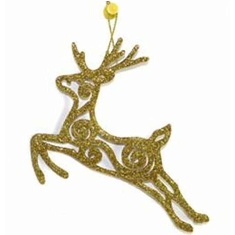 foto del prodotto cosedacasa renna addobbi per albero di natale decorazioni natalizi rosso bianco oro argento glitterate set10 ornamento casa negozio vetrine