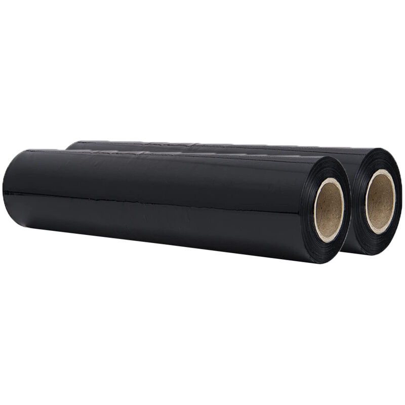foto del prodotto cosedacasa rotolo bobina set 2 pellicole film estensibile nera kg2,4 h50cm 23my per imballi manuale imballaggio pallet pedane scatole forte