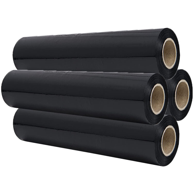 foto del prodotto cosedacasa rotolo bobina set 4 pellicole film estensibile nera kg2,4 h50cm 23my per imballi manuale imballaggio pallet pedane scatole forte