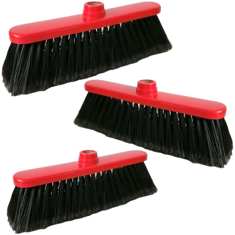 foto del prodotto cosedacasa scopa con setole spazzatrici pulisci pavimenti cattura sporco ricambi per casa set 3 in plastica rossa e nera attacco universale