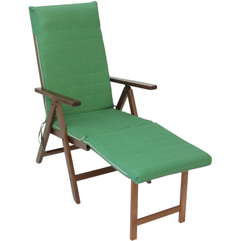foto del prodotto cosedacasa sedia a sdraio con poggiapiedi cuscino verde imbottito richiudibile poltrona made in italy schienale reclinabile 7 posizioni robusta