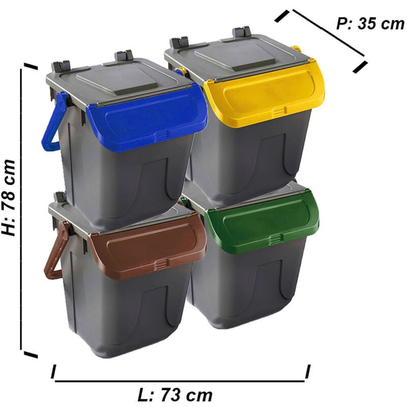 immagine 0 del prodotto cosedacasa set secchio con manico bidone per raccolta differenziata pattumiera slim 25lt salvaspazio sovrapponibile casa balcone terrazzo pezzi 
