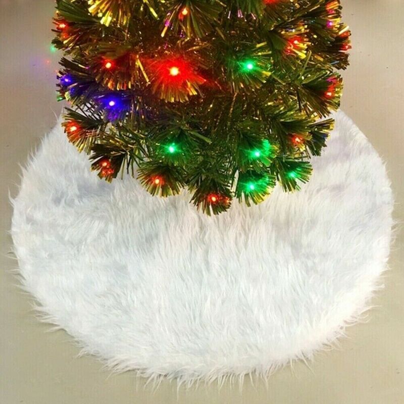 foto del prodotto cosedacasa tappeto bianco pelliccia gonna base copri piede per albero di natale decorazioni pelo lungo o corto diametro diametro 120 cm pelo