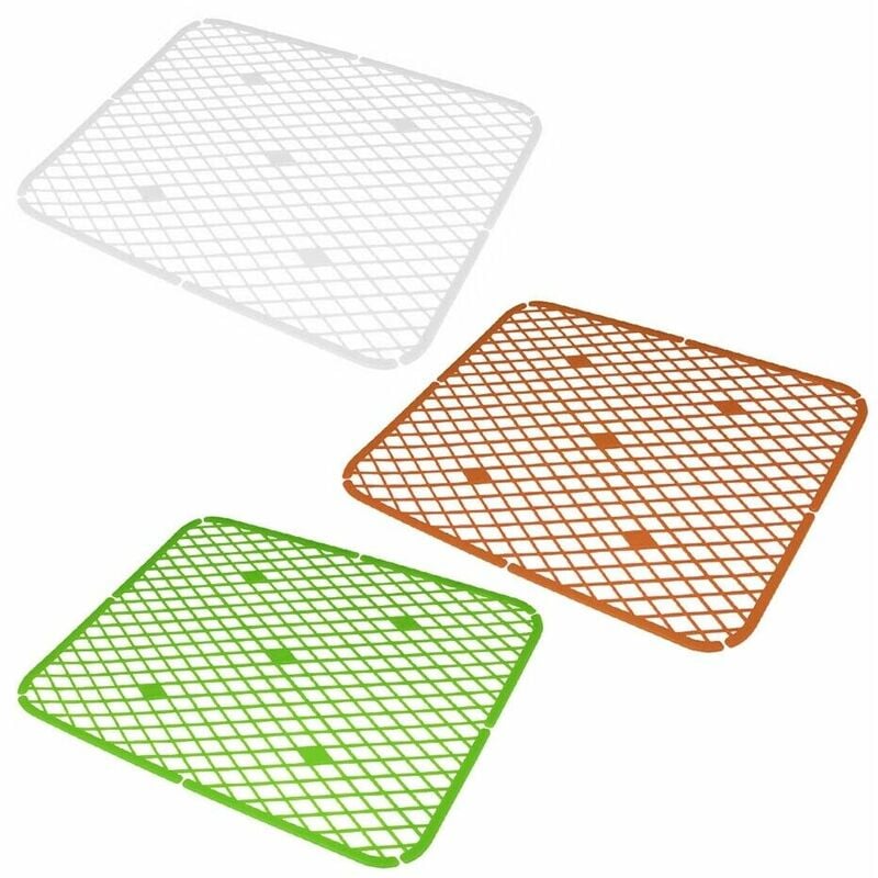 foto del prodotto cosedacasa tappeto lavabo tappetino lavello cucina rettangolare quadrato per casa cucina in plastica bianco verde arancio set da 2 misura 