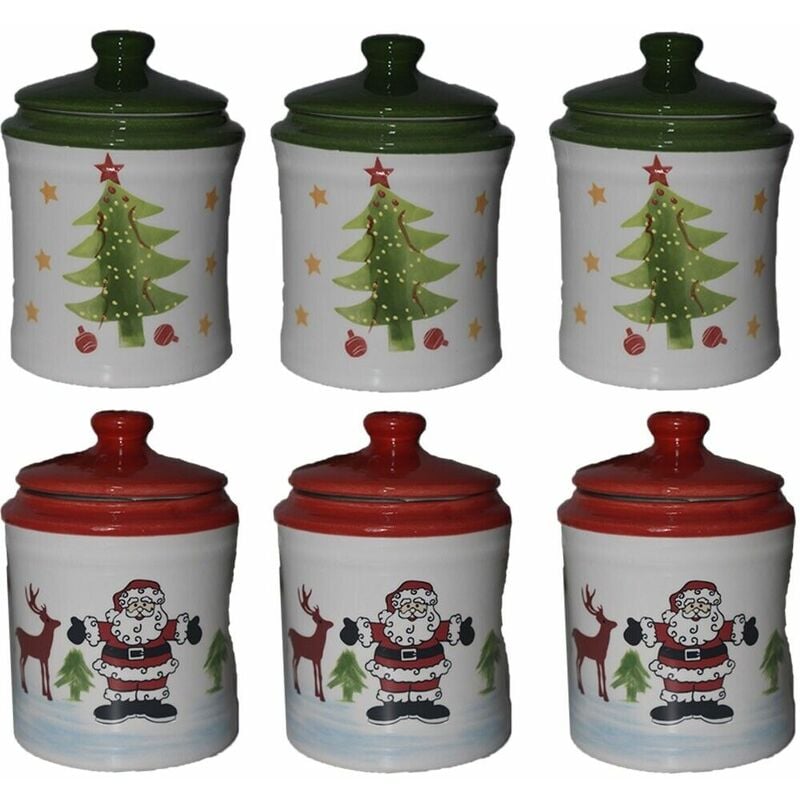 foto del prodotto cosedacasa tris barattoli natalizi contenitori porta sale zucchero caff spezie di natale per decorazioni addobbi casa cucina idea regalo decoro 