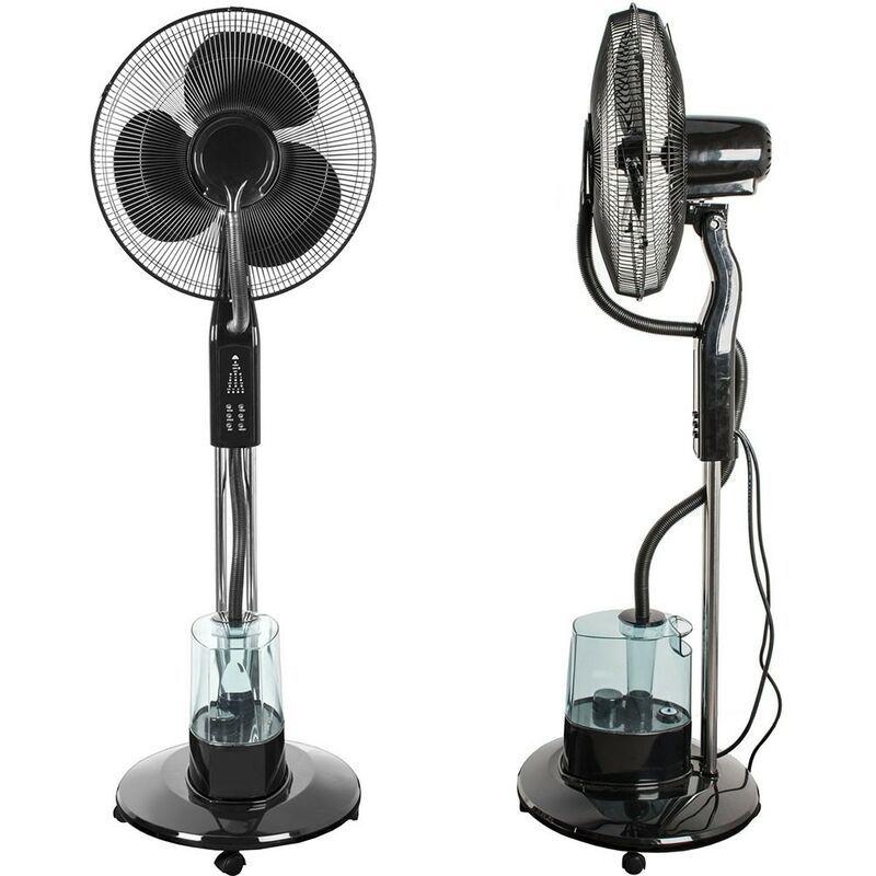foto del prodotto cosedacasa ventilatore a piantana da terra con ruote nebulizzatore serbatoio 3lt ad acqua telecomando multifunzione oscillazione e timer