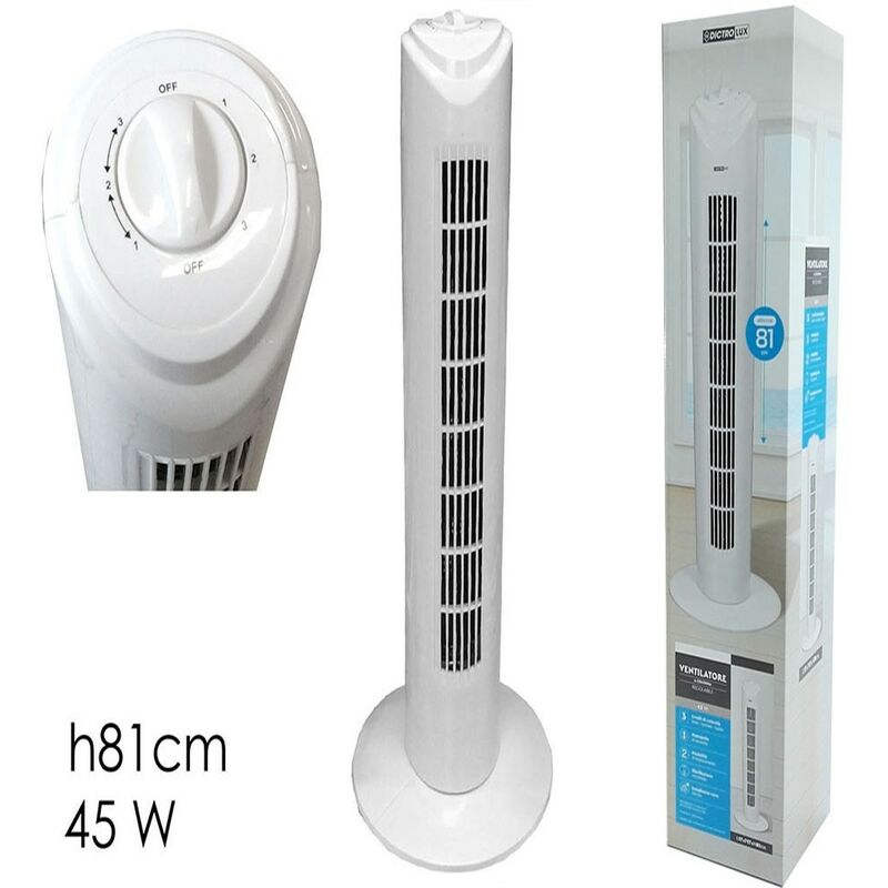 foto del prodotto cosedacasa ventilatore a torre colonna h81 3 velocit 45w slim bianco oscillante flusso aria fresca