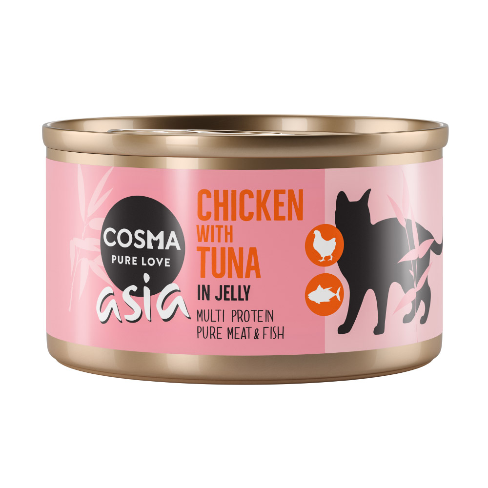 foto del prodotto cosma asia in gelatina 6 x 85 g umido gatto pollo con tonno