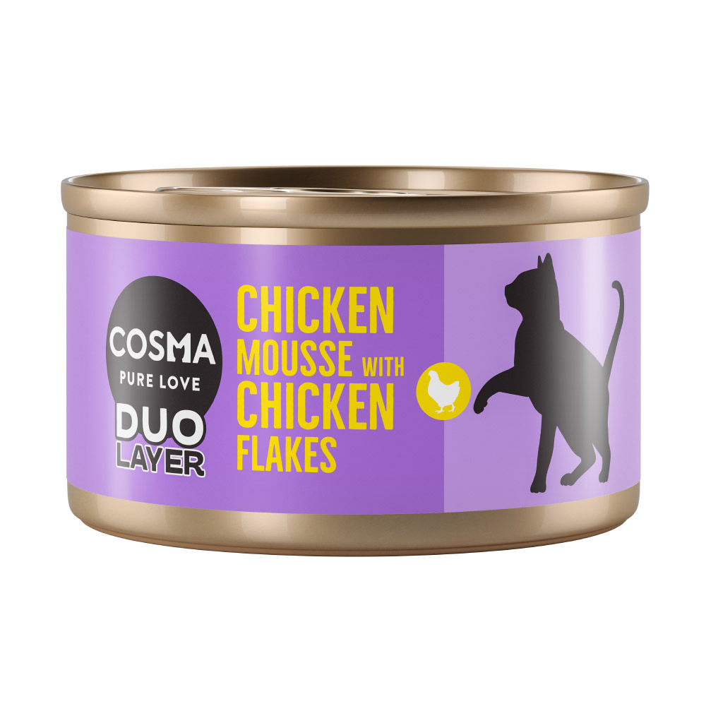 foto del prodotto cosma duo layer 24 x 70 g umido per gatto - mousse di pollo con pezzetti di pollo