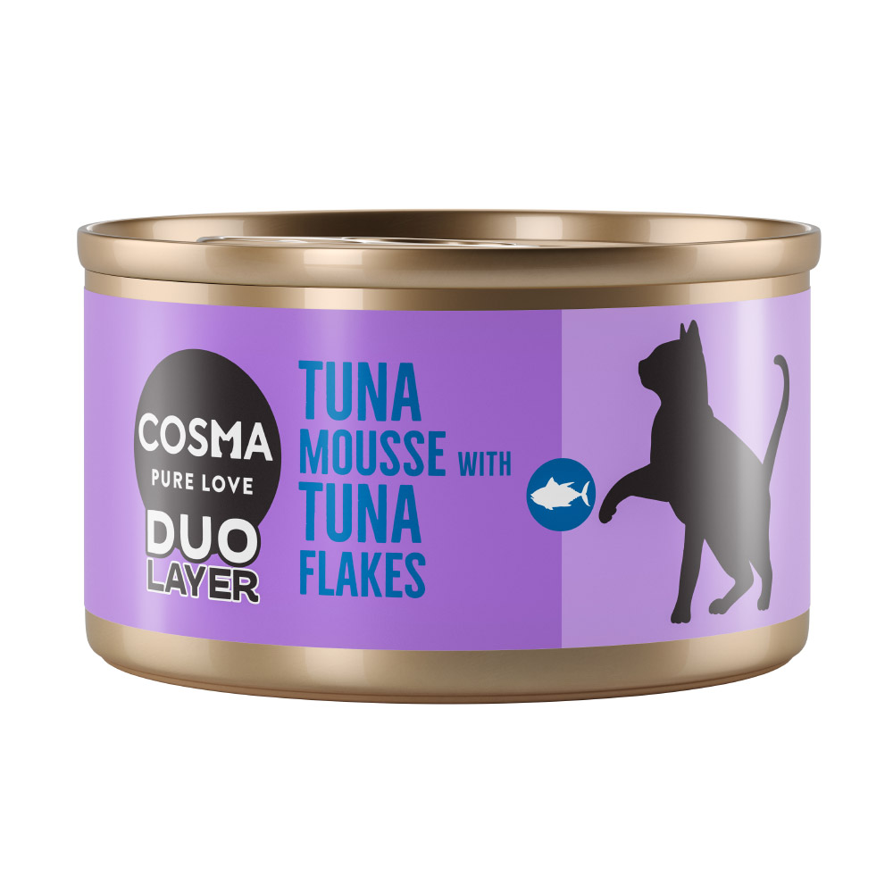 foto del prodotto cosma duo layer 6 x 70 g umido per gatto mousse di tonno con pezzetti di tonno