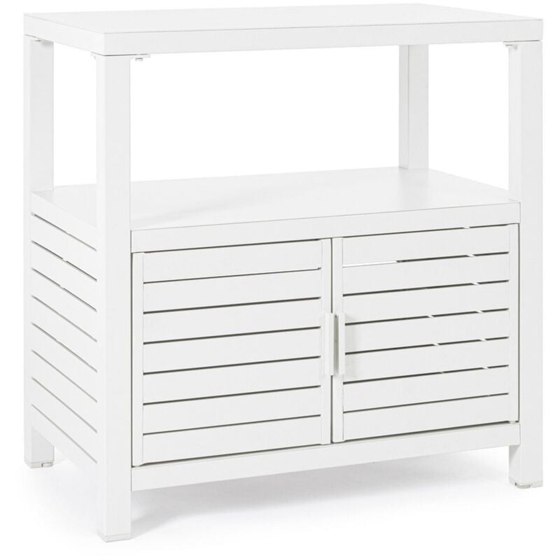 foto del prodotto cosma modulo piano cucina da esterno trinidad struttura in alluminio con 2 ante 2 ripiani 90 cm bianco