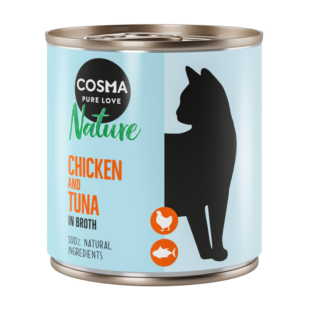foto del prodotto cosma nature 6 x 280 g alimento umido per gatti petto di pollo tonno