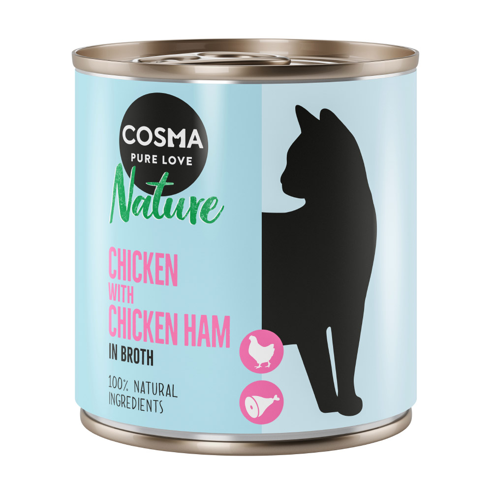 foto del prodotto cosma nature 6 x 280 g alimento umido per gatti pollo prosciutto di pollo