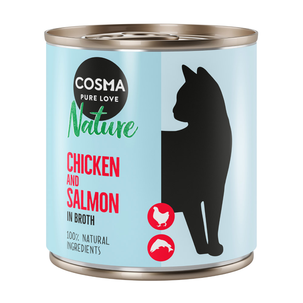 foto del prodotto cosma nature 6 x 280 g alimento umido per gatti pollo salmone