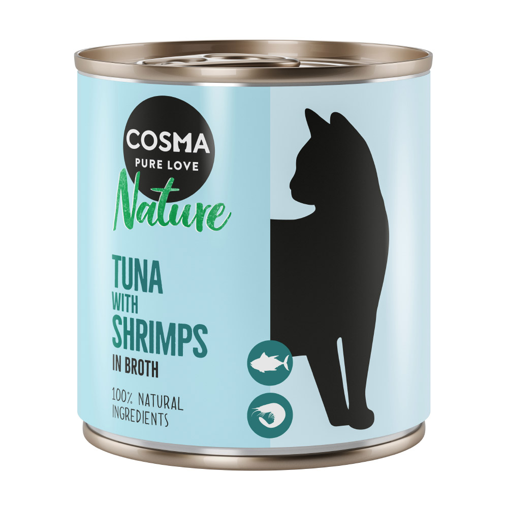 foto del prodotto cosma nature 6 x 280 g alimento umido per gatti tonno gamberetti