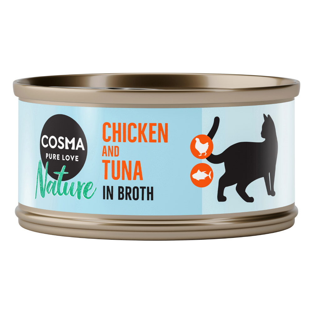 foto del prodotto cosma nature 6 x 70 g alimento umido per gatti petto di pollo tonno