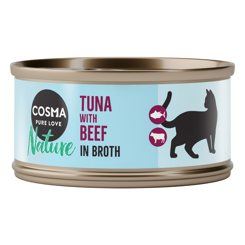 foto del prodotto cosma nature 6 x 70 g alimento umido per gatti tonno con manzo