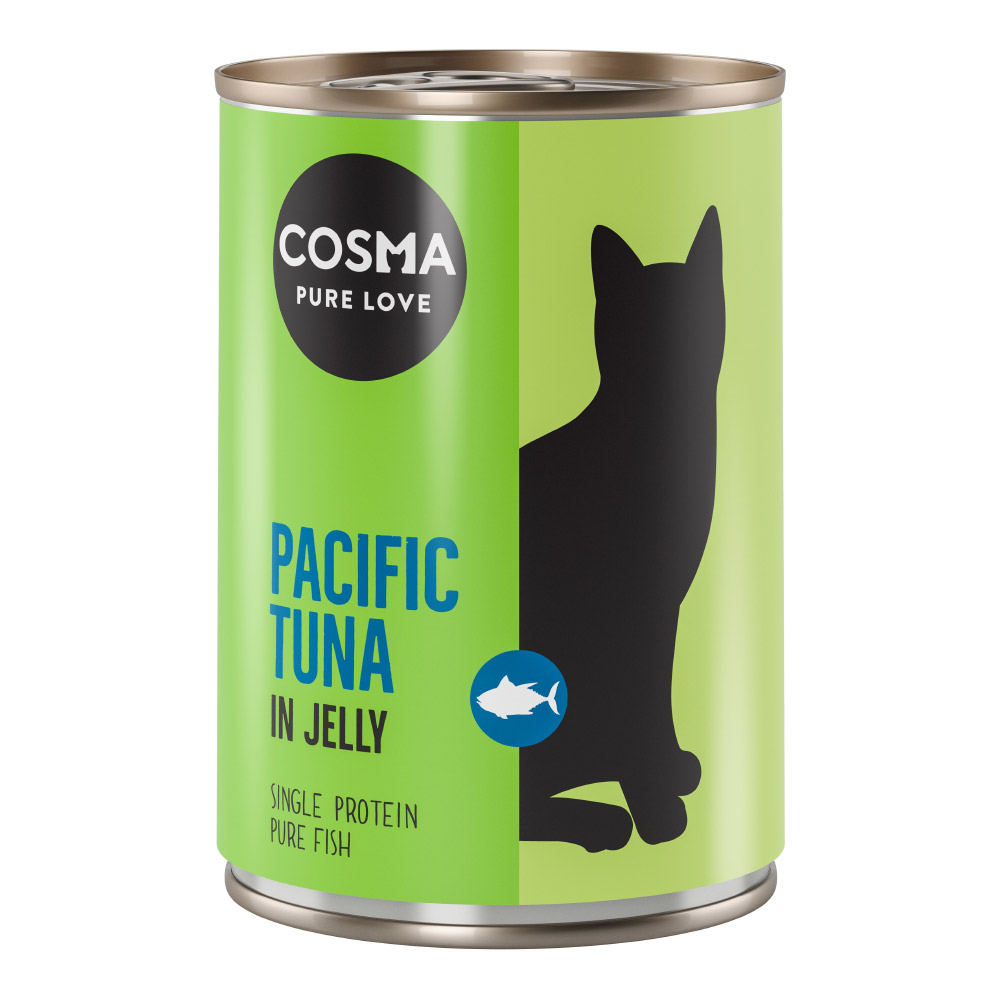 foto del prodotto cosma original in gelatina 6 x 400 g alimento umido per gatti tonno del pacifico