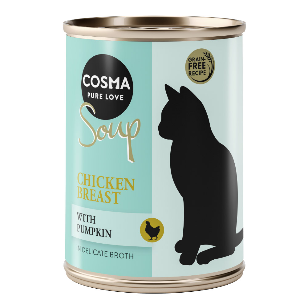 foto del prodotto cosma soup 6 x 100 g umido gatto petto di pollo con zucca