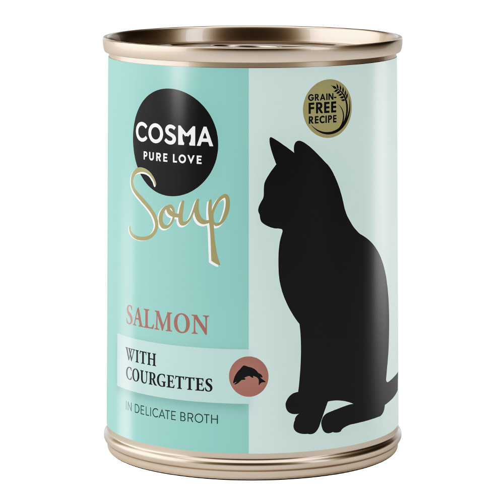 foto del prodotto cosma soup 6 x 100 g umido gatto salmone con zucchine